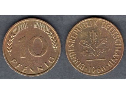 NĚMECKO. 10 pfennig 1966/J.