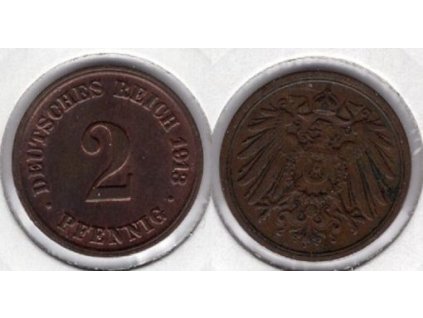 NĚMECKO. 2 Pfennig 1913/D.