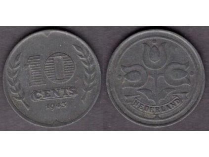 NIZOZEMÍ. 10 cents 1943.