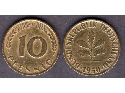NĚMECKO. 10 pfennig 1950/G.