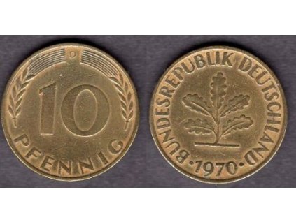 NĚMECKO. 10 pfennig 1970/D.