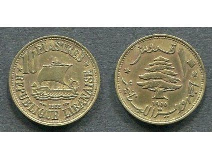 LIBANON. 10 piastres 1955. KM-23
