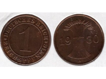 NĚMECKO. 1 Reichspfennig 1930/A.
