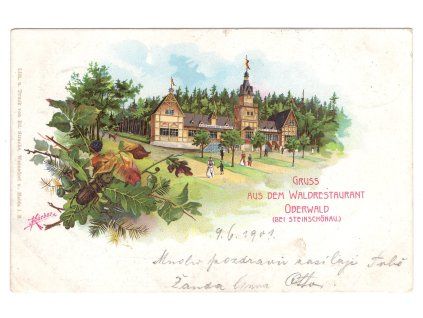 PODLESÍ u Kamenického Šenova / Oberwald bei Steinschönau. Waldrestaurant. 1901.