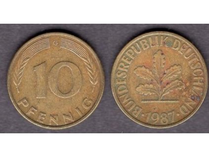 NĚMECKO. 10 pfennig 1987/G.