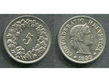 ŠVÝCARSKO. 5 Rappen 1939.