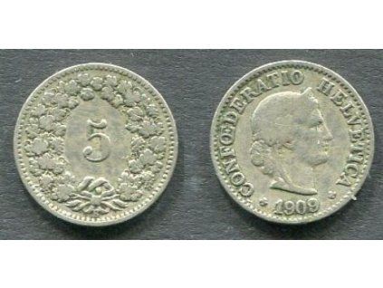 ŠVÝCARSKO. 5 Rappen 1909. KM-26