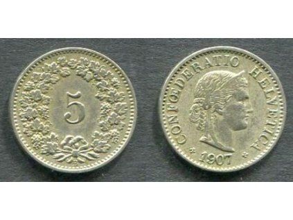 ŠVÝCARSKO. 5 Rappen 1907. KM-26