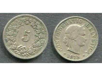 ŠVÝCARSKO. 5 Rappen 1915. KM-26