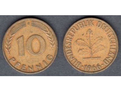 NĚMECKO. 10 pfennig 1966/F.