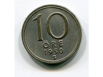 ŠVÉDSKO. 10 öre 1950. KM-813. Ag.