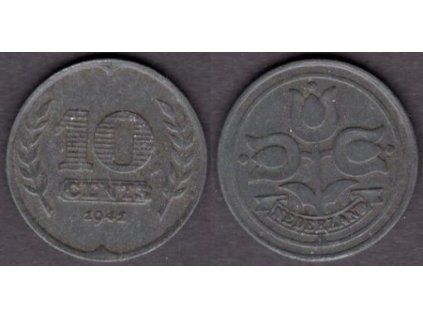 NIZOZEMÍ. 10 cents 1941. Zn.