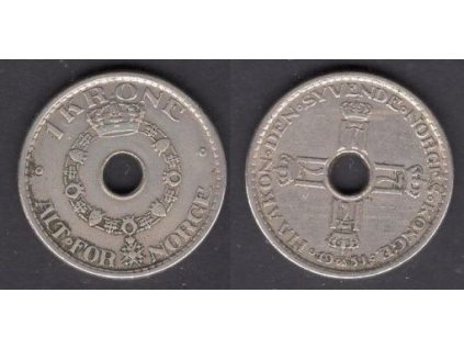 NORSKO. 1 krone 1951. KM-385