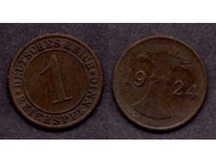 NĚMECKO. 1 Reichspfennig 1924/A.