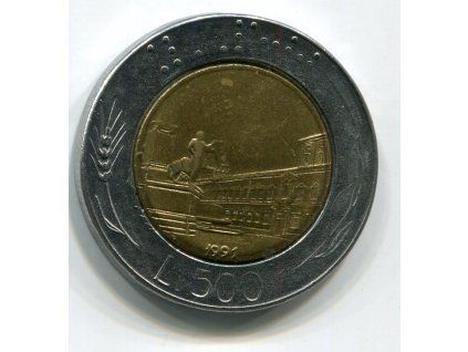 ITÁLIE. 500 lire 1991.