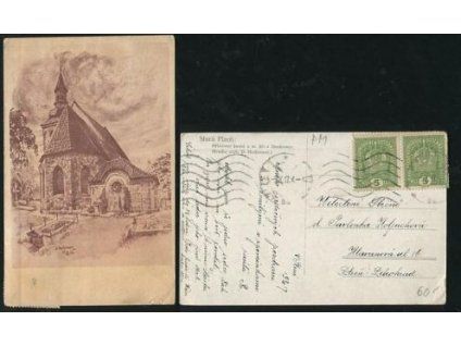 PLZEŇ. Hřbitovní kostel u sv. Jiří v Doubravce. 1917.