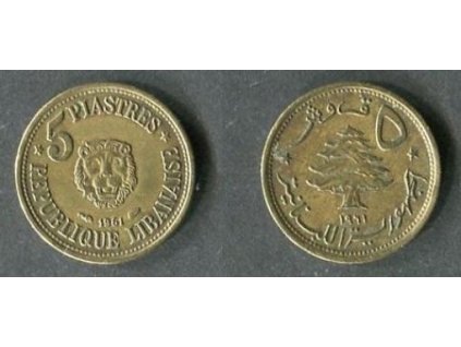 LIBANON. 5 piastres 1961. KM-21