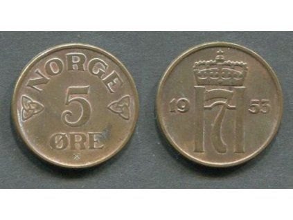 NORSKO. 5 öre 1953. KM-400