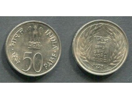 INDIE. 50 paise 1973, b.zn. KM-62