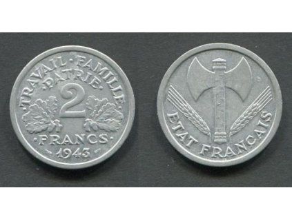 FRANCIE. 2 francs 1943. KM-904.1