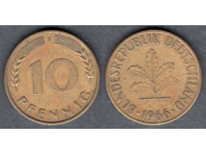 NĚMECKO. 10 pfennig 1966/J.