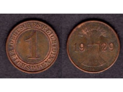 NĚMECKO. 1 Reichspfennig 1929/A.