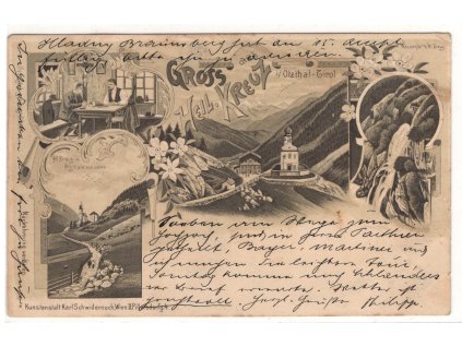 HEILIGENKREUZ i. Ötzthal-Tirol. Litografie.