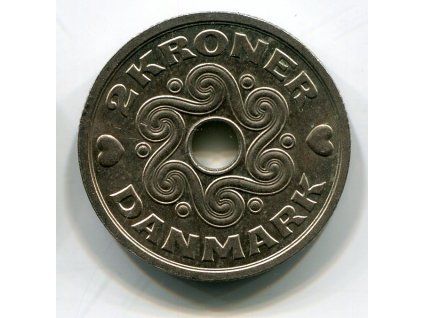 DÁNSKO. 2 kroner 1993. KM-874.1