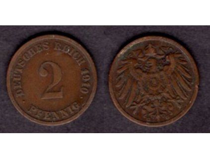 NĚMECKO. 2 Pfennig 1910/G.