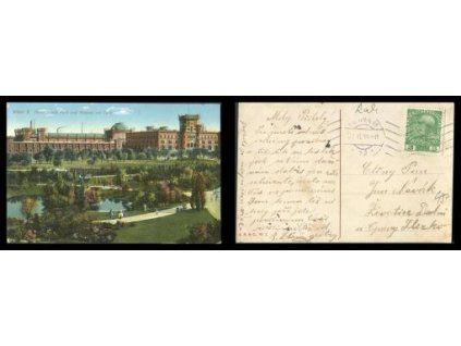 Vídeň. Maria Josefa Park und Arsenal mit Teich.