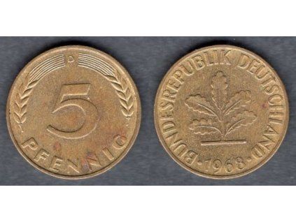 NĚMECKO. 5 Pfennig 1968/D.