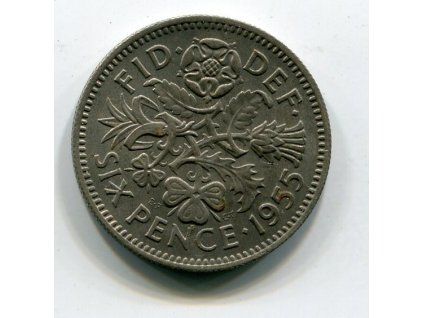 VELKÁ BRITÁNIE. 6 pence 1955. KM-903