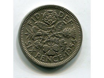 VELKÁ BRITÁNIE. 6 pence 1954. KM-903