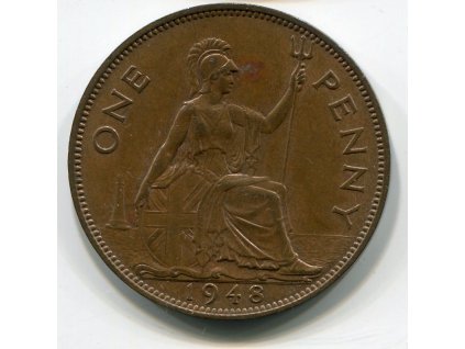 VELKÁ BRITÁNIE. 1 penny 1948. KM-845