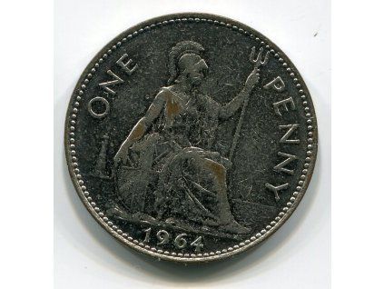 VELKÁ BRITÁNIE. 1 penny 1964. KM-897. Postříbřeno.