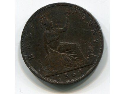 VELKÁ BRITÁNIE. 1/2 penny 1861. KM-748.2