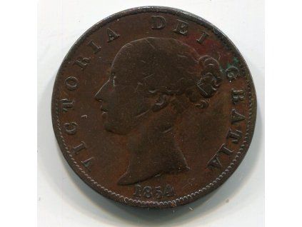 VELKÁ BRITÁNIE. Viktorie I. (1837 - 1901). 1/2 penny 1854.