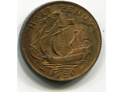 VELKÁ BRITÁNIE. 1/2 penny 1950. KM-868