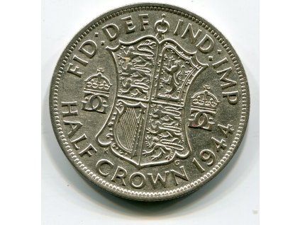 VELKÁ BRITÁNIE. 1/2 crown 1944. Ag.