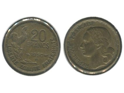 FRANCIE. 20 francs 1950/B. 3 péra. KM-916.2