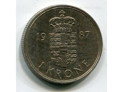 DÁNSKO. 1 krone 1987. KM-862.3