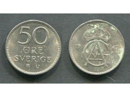 ŠVÉDSKO. 50 öre 1967. KM-837