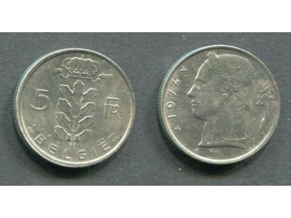 BELGIE. 5 francs 1974. BELGIE.