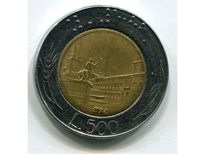 ITÁLIE. 500 lire 1992.