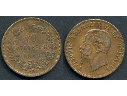 ITÁLIE. 10 centesimi 1866/N (Napoli).