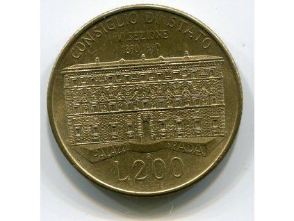 ITÁLIE. 200 lire 1990.