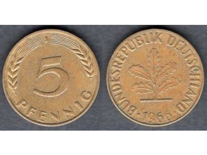NĚMECKO. 5 Pfennig 1966/J.
