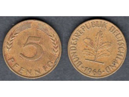 NĚMECKO. 5 Pfennig 1966/D.