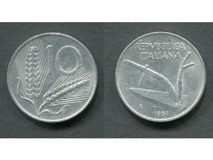 ITÁLIE. 10 lire 1951. KM-93