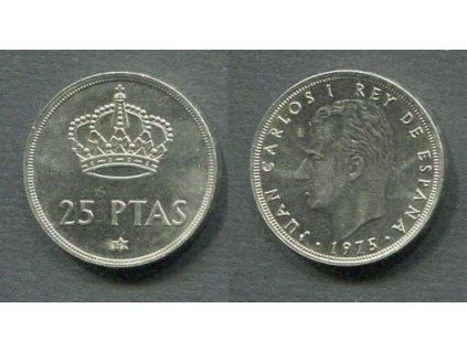ŠPANĚLSKO. 25 Pesetas 1975/78. KM-808